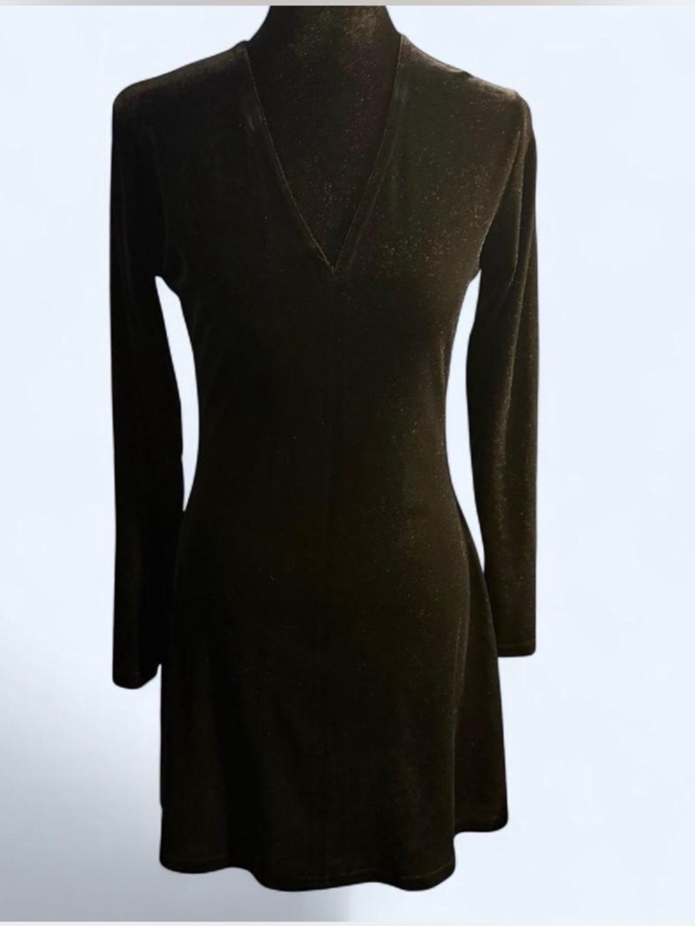 Joules Black Velvet Long-Sleeve V-Neck A-Line Dress - Picture 2 of 5